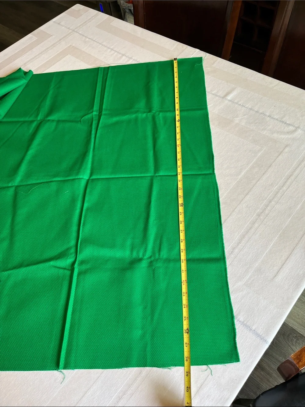 Two Green and White Waffle-Knit Textured Fabrics and 5 Unfinished Cloths